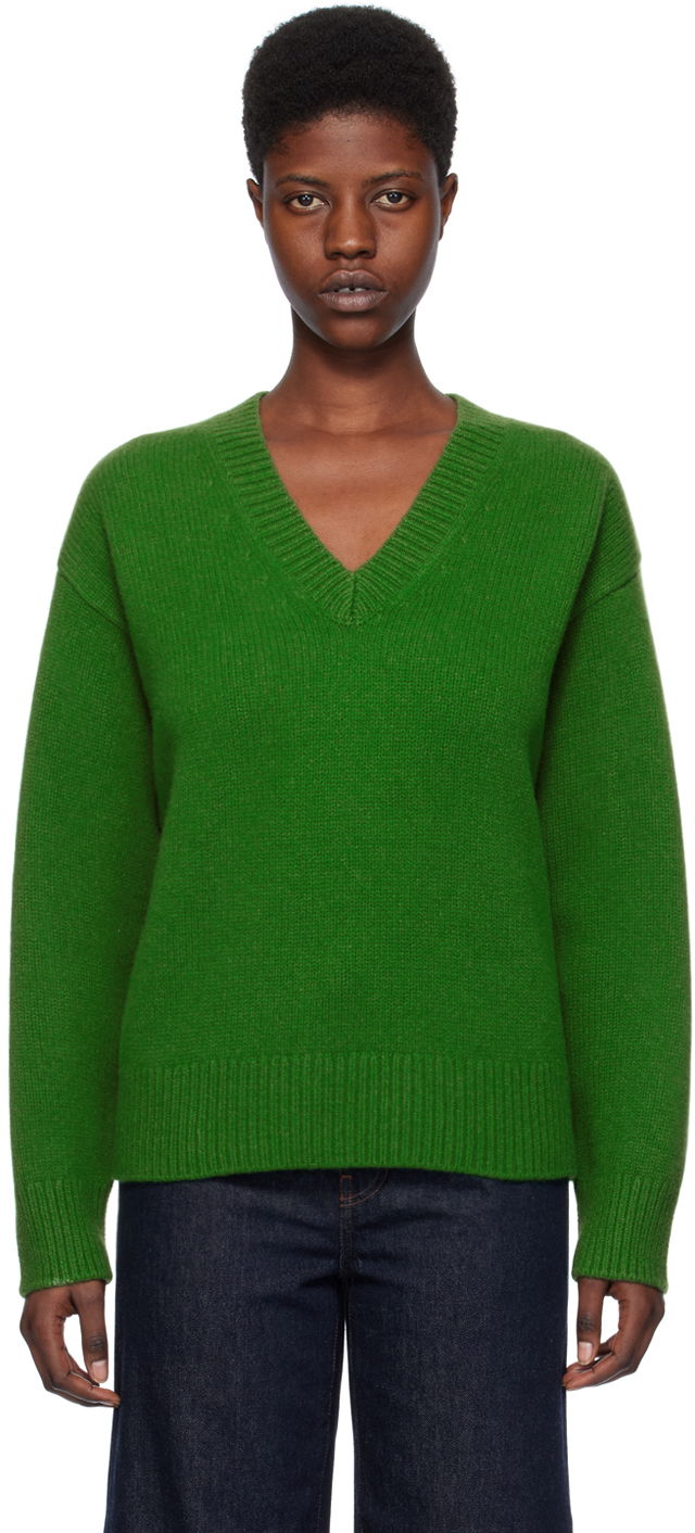 Sweater TOTEME TOTEME V-Neck Knit Sweater Grøn | 241-WRT1034-YA0004, 0