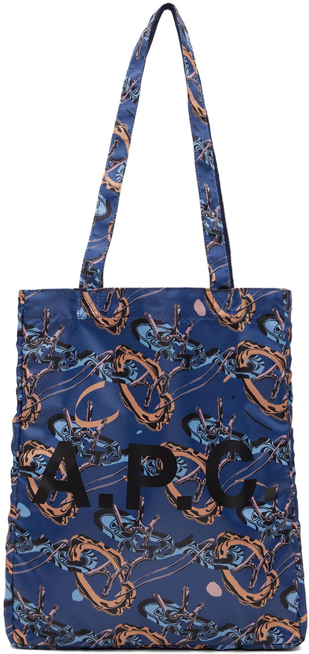 Mulepose A.P.C. Brain Dead x Lou Reversible Tote Bag Mørkeblå | PSAJG-M61892