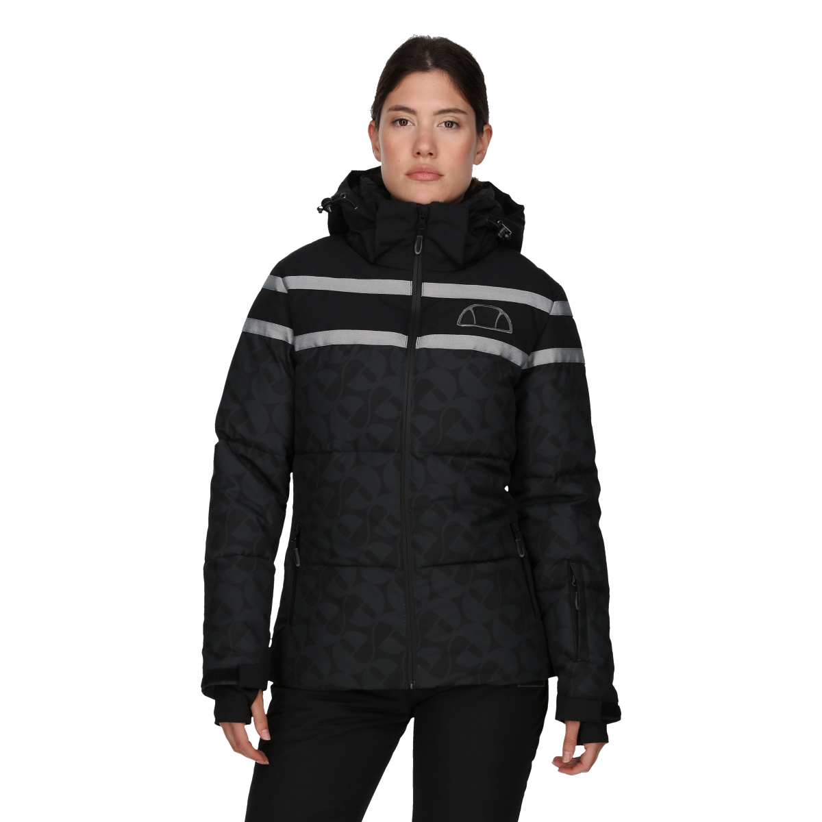 Puffer jakke Ellesse GIGI Padded Hooded Ski Jacket with Reflective Stripes Sort | ELA233F511-01, 0
