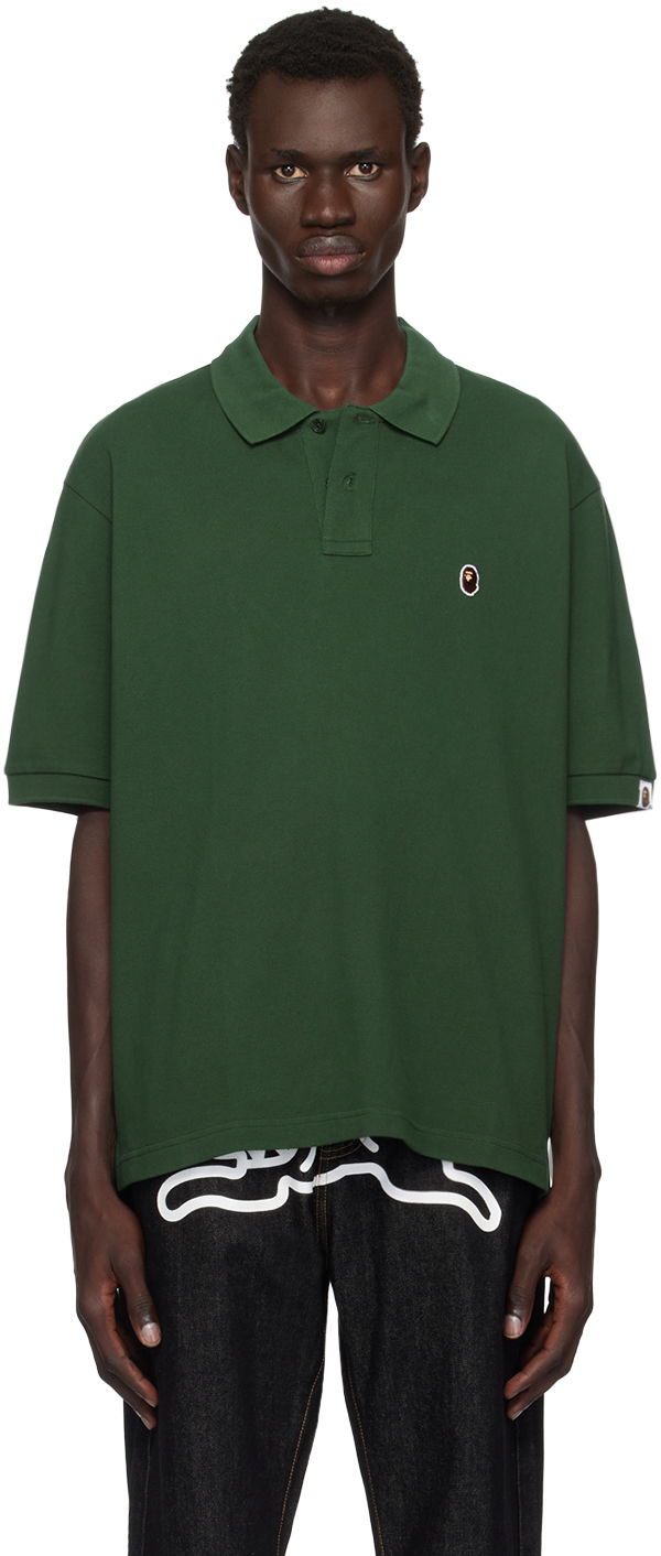 Polo skjorte BAPE Ape Head One Point Relaxed Fit Polo Grøn | 001POK801301M