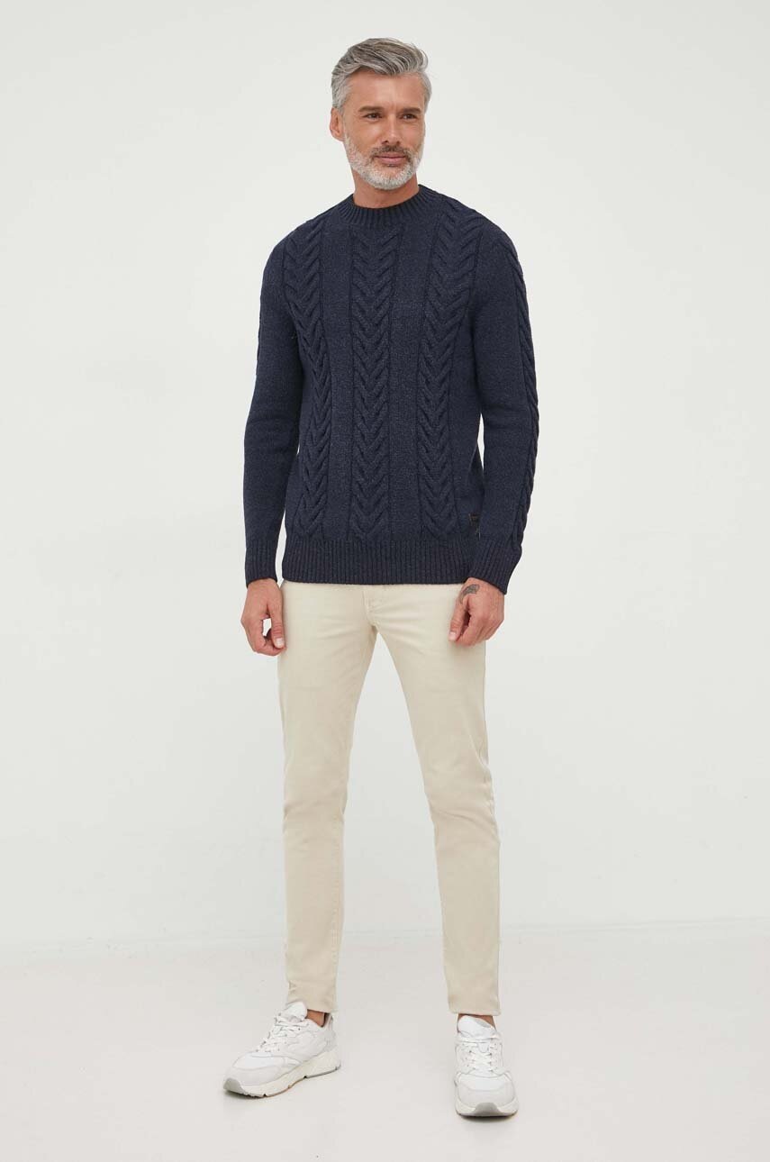 Sweater Barbour Barbour Cable Knit Sweater Mørkeblå | MKN1325, 1