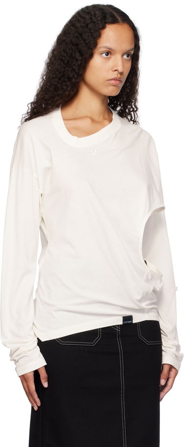 Tanktop Courrèges Courrèges Asymmetric Off Shoulder T-Shirt Hvid | 424JTS154JS0175, 4