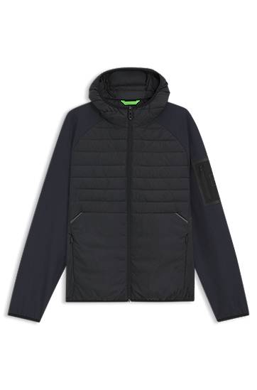 Puffer jakke BOSS Water-Repellent Hooded Jacket with Zipped Sleeve Pocket Sort | 50541032
