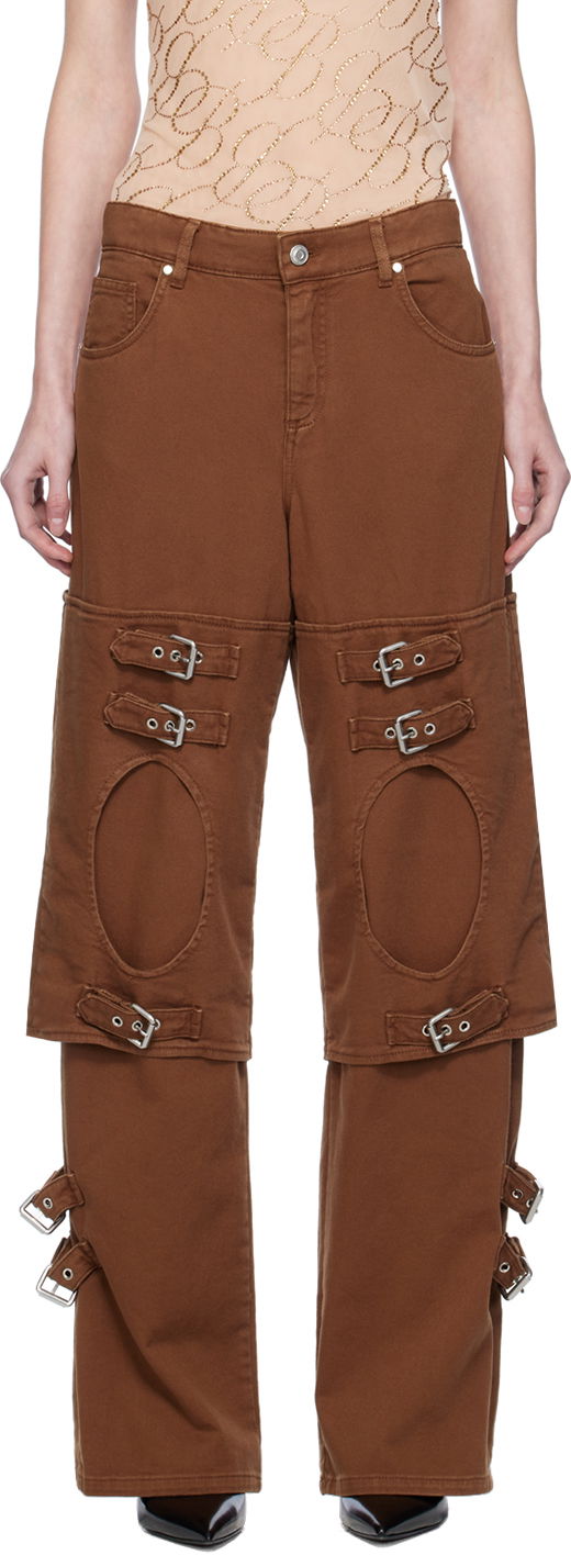 Cargo bukser Blumarine Blumarine Boyfriend Cutout Buckle Jeans Brun | A344J046A