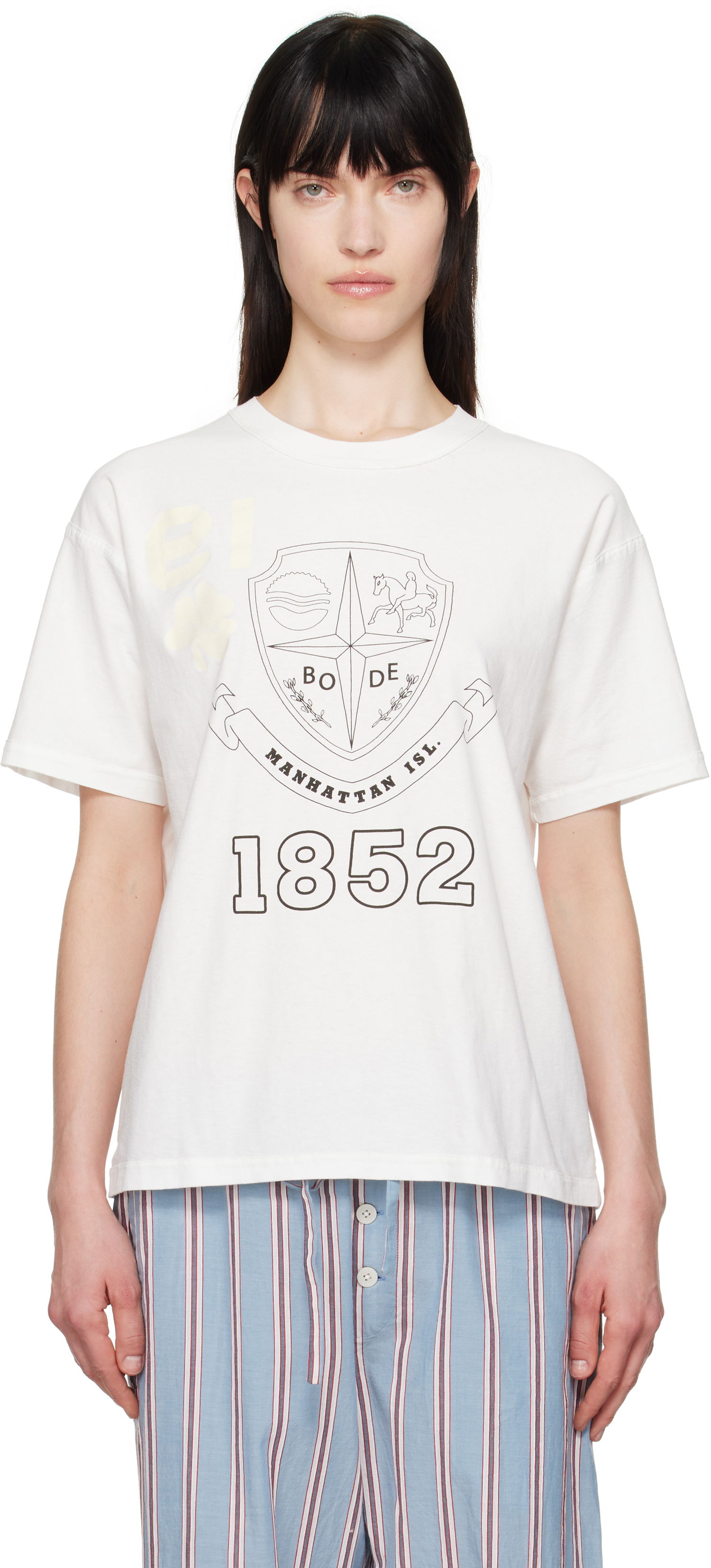 T-shirt Bode Bode Crest Reversible T-Shirt Hvid | MRS25CS059, 0