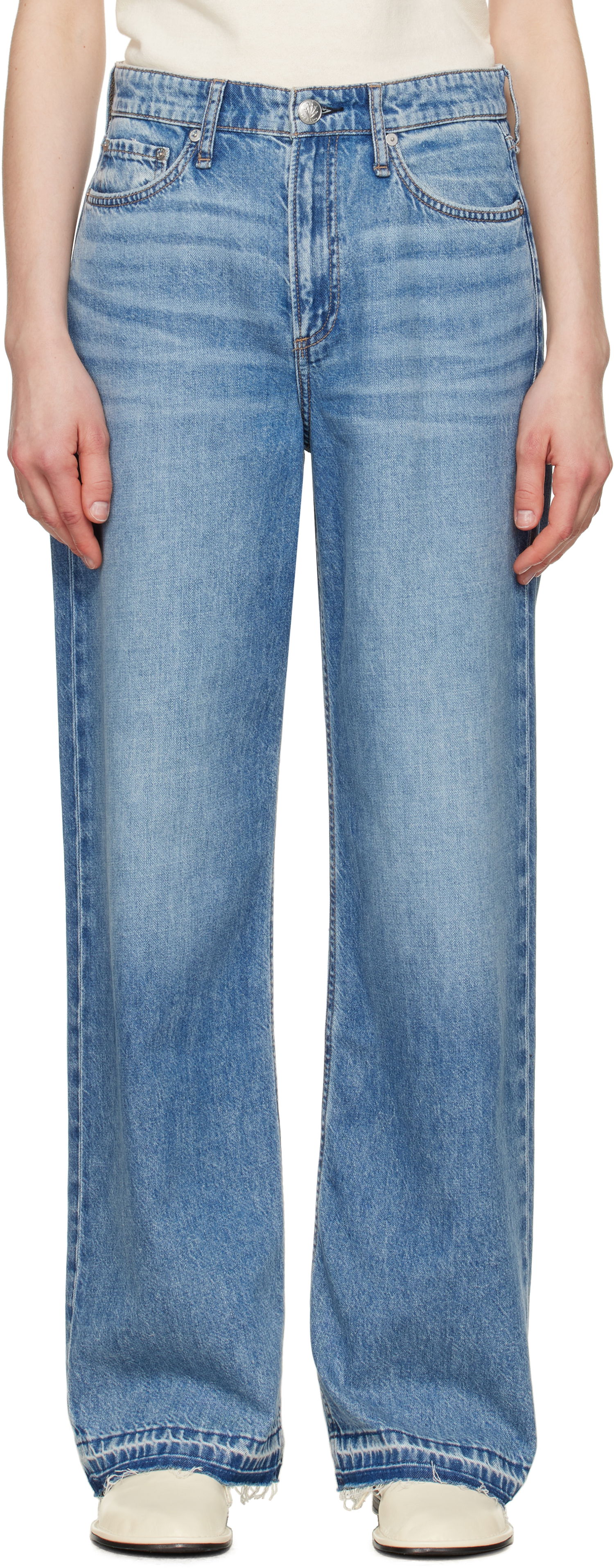 Jeans rag & bone Rag & Bone Featherweight Logan Wide-Leg Jeans Blå | WDD24H2935FWOR, 0