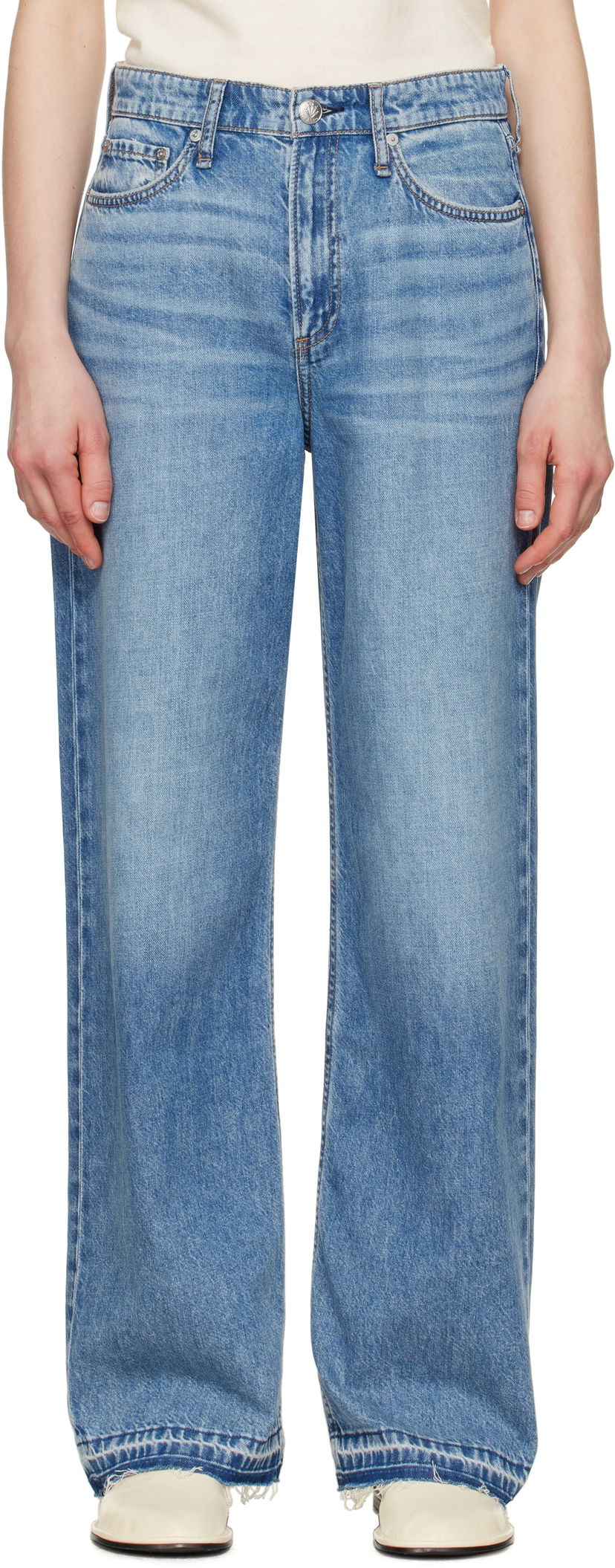 Jeans rag & bone Rag & Bone Featherweight Logan Wide-Leg Jeans Blå | WDD24H2935FWOR