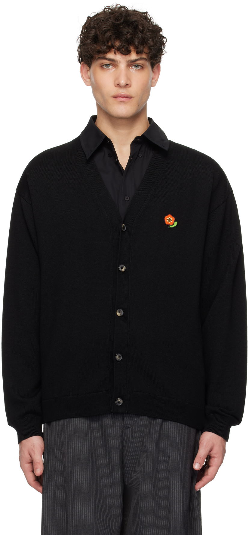 Sweater KENZO Wool Cardigan With Flower Applique Sort | FF55CA7263LB