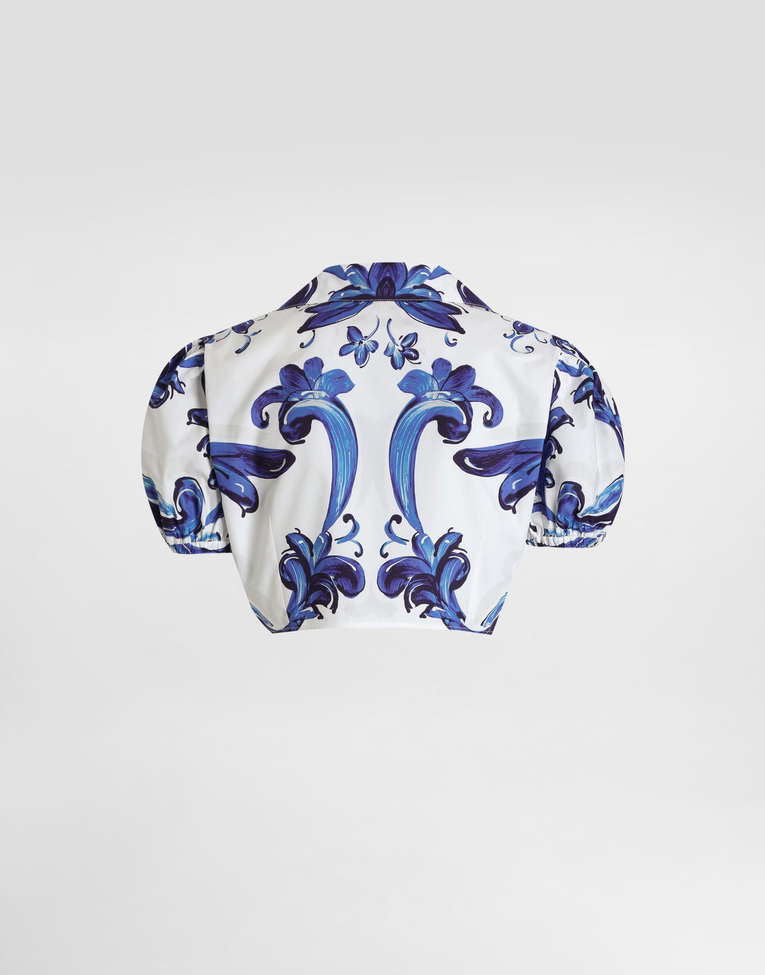 Skjorte Dolce & Gabbana Dolce & Gabbana Majolica-print Cropped Tie-Front Poplin Shirt Flerfarvet | I5655WFI5JPHB5DQ, 1