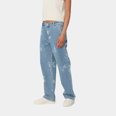 Jeans Carhartt WIP Stamp Print Bleached Denim Pants Blå | I033742_9, 3
