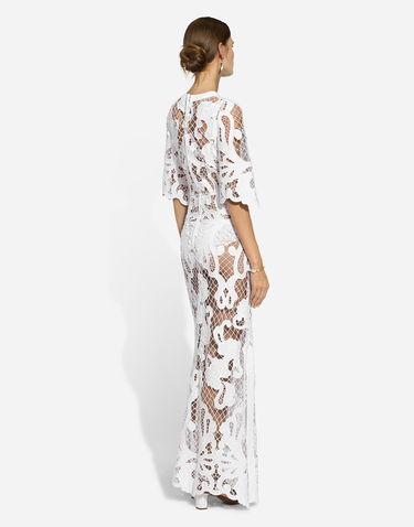 Kjole Dolce & Gabbana Dolce & Gabbana Openwork Embroidered Long Dress Hvid | F6JKHZFG6AEW0800, 2
