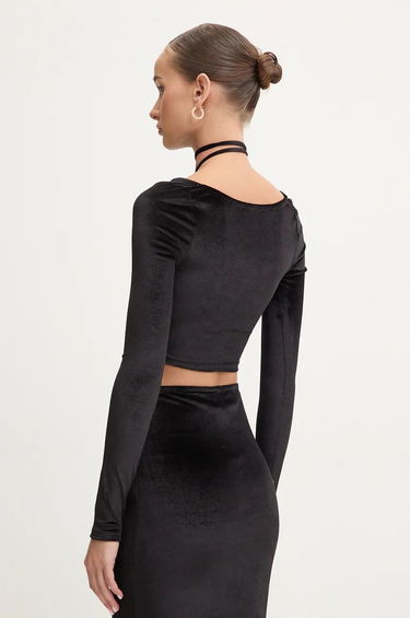 Crop top Fiorucci Long Sleeve Velvet Crop Top Sort | W01FMTLO115VR01BK01, 2