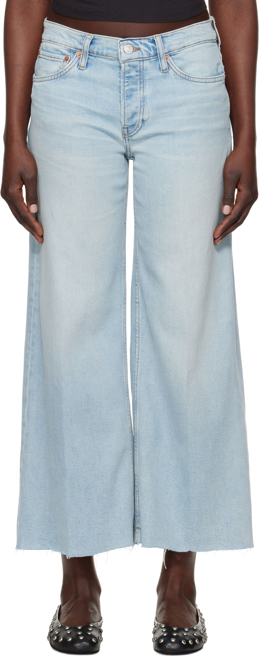 Jeans RE/DONE Re/Done Comfort Stretch Mid Rise Wide Leg Crop Jeans Blå | 190-03WMRWDLC