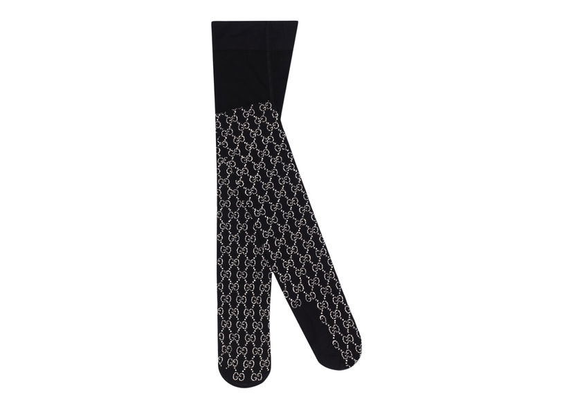 Sokker Gucci GG Embroidered Crystal Tights Black Sort | 676641 3G354 1063