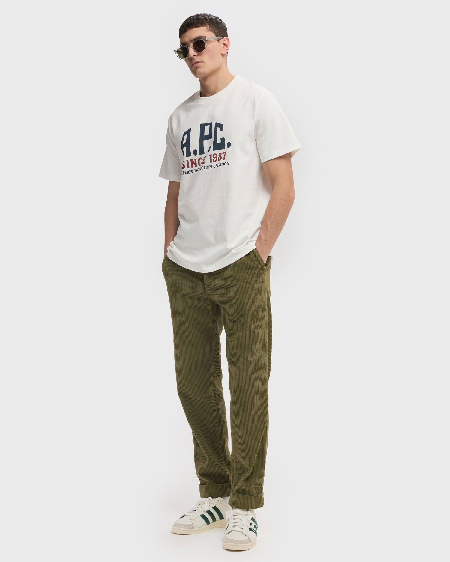 T-shirt A.P.C. Print Label T-Shirt Hvid | COHBU-M26442-AAB, 1