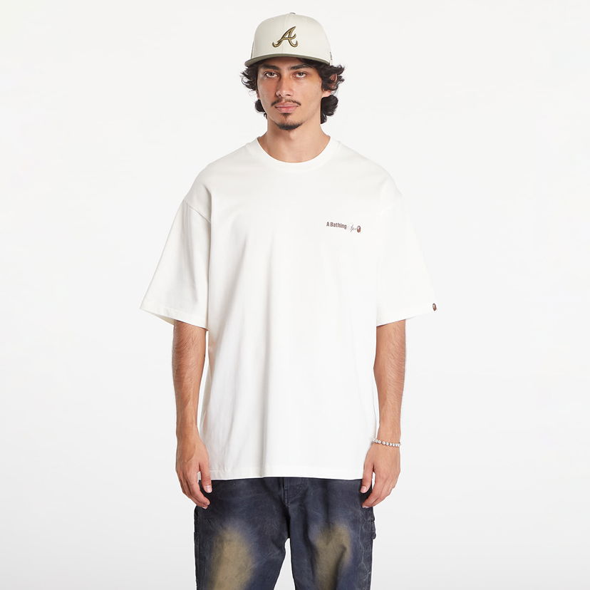 T-shirt BAPE A BATHING APE Water Print Logo Relaxed Fit Short Sleeve Tee Ivory Hvid | 001TEK801301M IVY