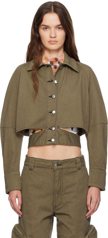 Jakke Eckhaus Latta Eckhaus Latta Ellipse Cropped Denim Jacket Grøn | 1121A-EL-PF25-E -, 0