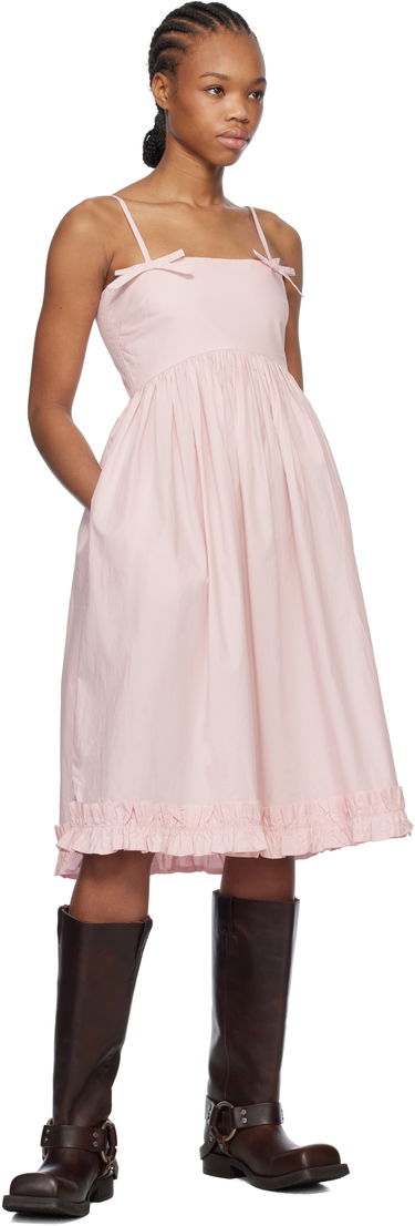 Kjole GANNI GANNI Cotton Poplin Strap Midi Dress Lyserød | W0325, 3