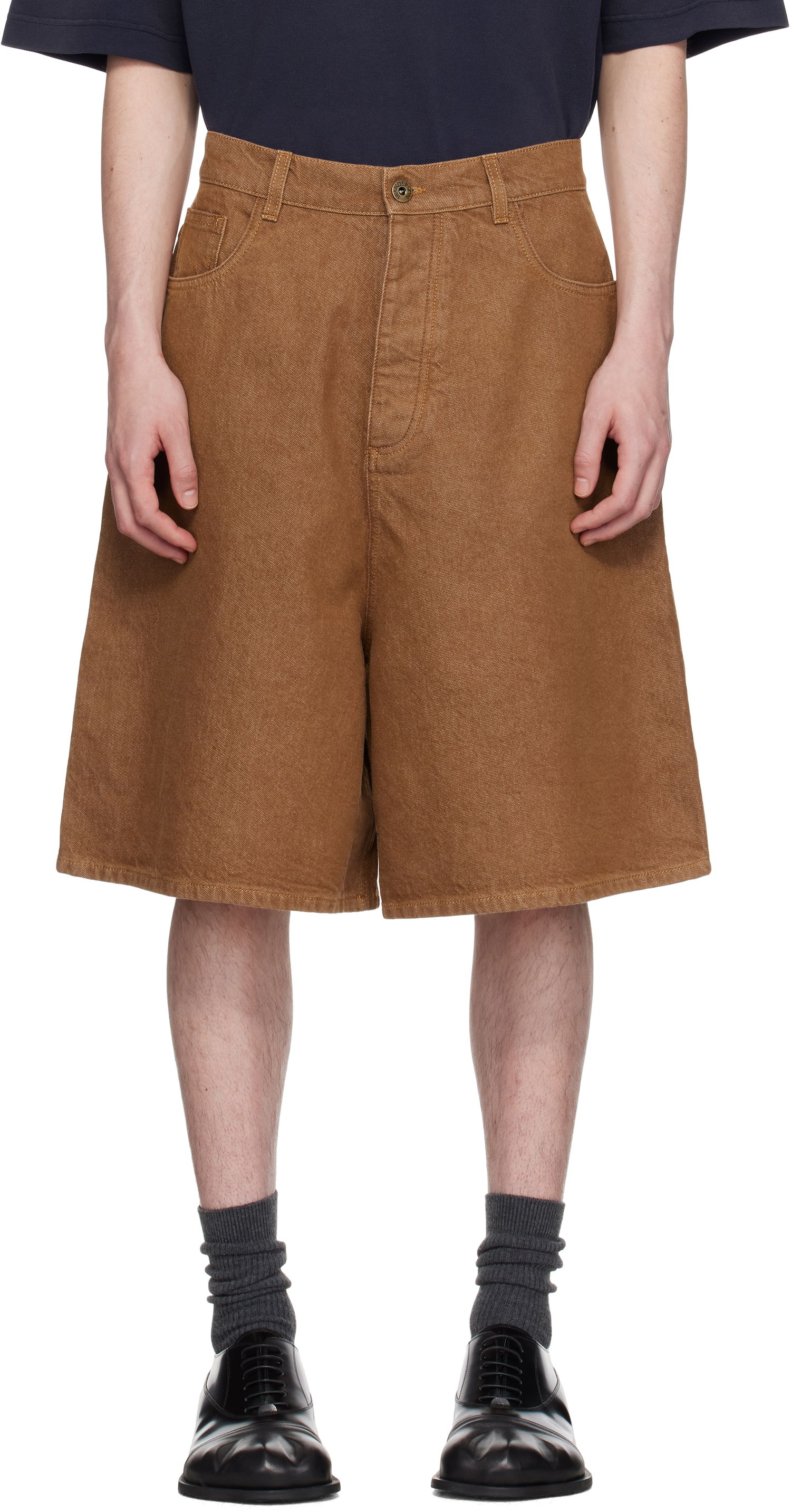 Shorts JW Anderson JW Anderson Aged Denim Shorts Brun | DT0114-PG1756, 0