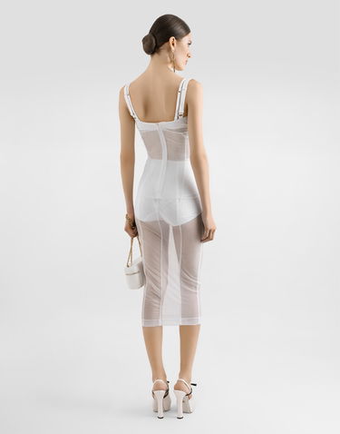 Kjole Dolce & Gabbana Dolce & Gabbana Tulle Calf-Length Corset Dress Hvid | F6TUYTFLRC0WA800, 2