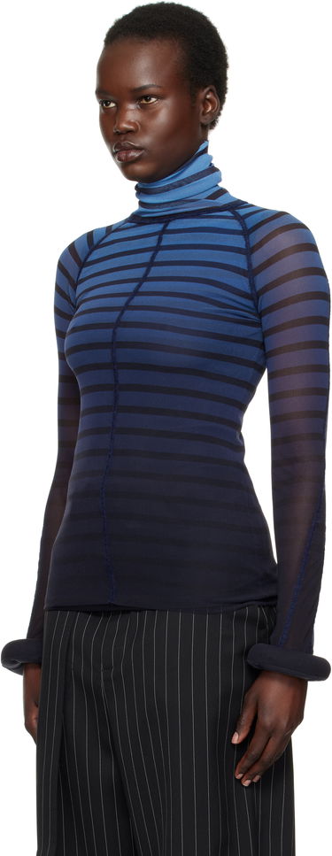 Sweater Jean Paul Gaultier Jean Paul Gaultier 'The 3D Striped' Turtleneck Top Blå | 25/33-F-TO235-T575-005956, 3