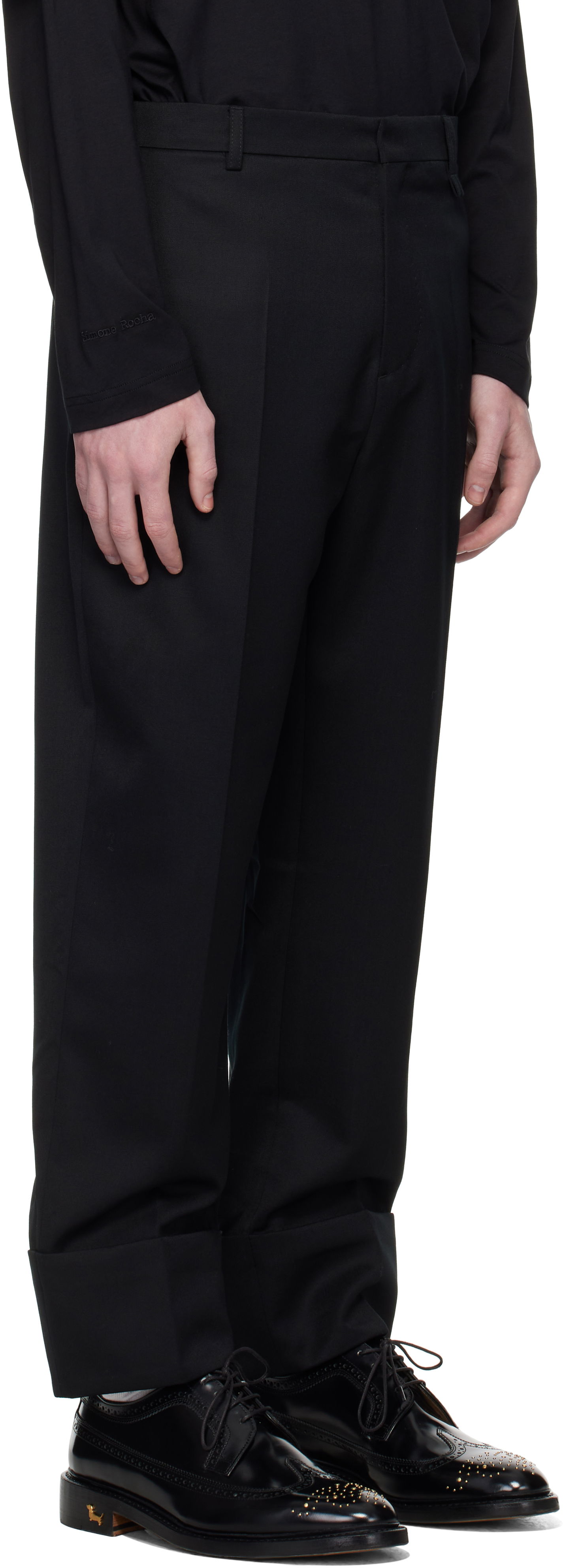 Bukser Simone Rocha Simone Rocha Cuffed Straight Leg Trousers Sort | 4175 1217, 1