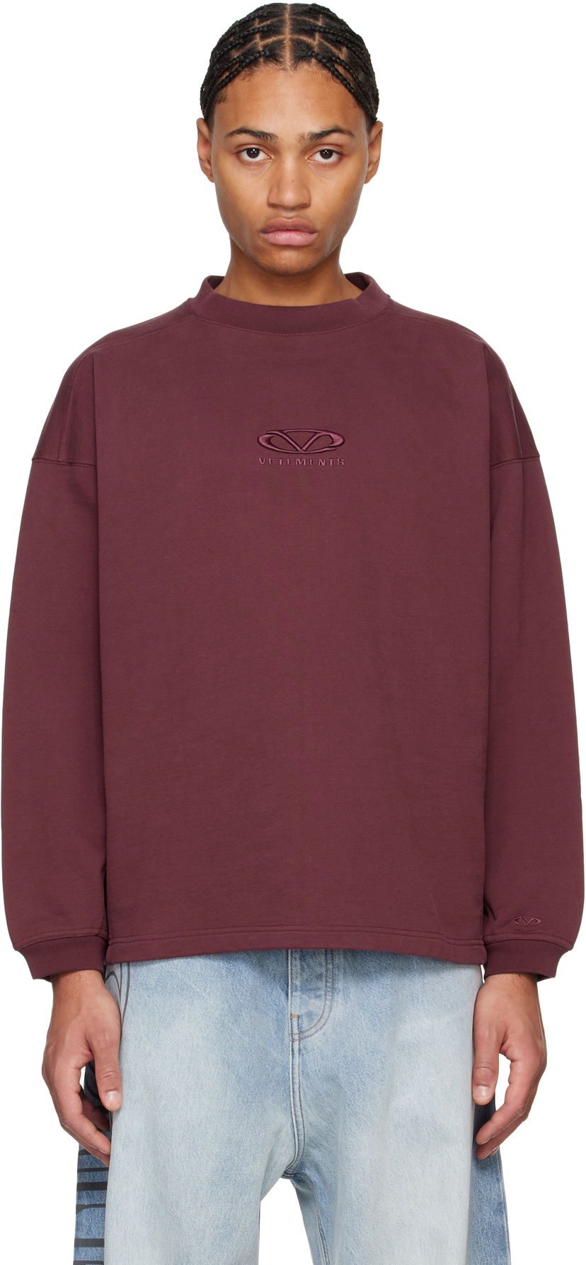 Sweatshirt VETEMENTS Oval Logo Cropped Boxy Sweatshirt Bourgogne | UA66CW600R