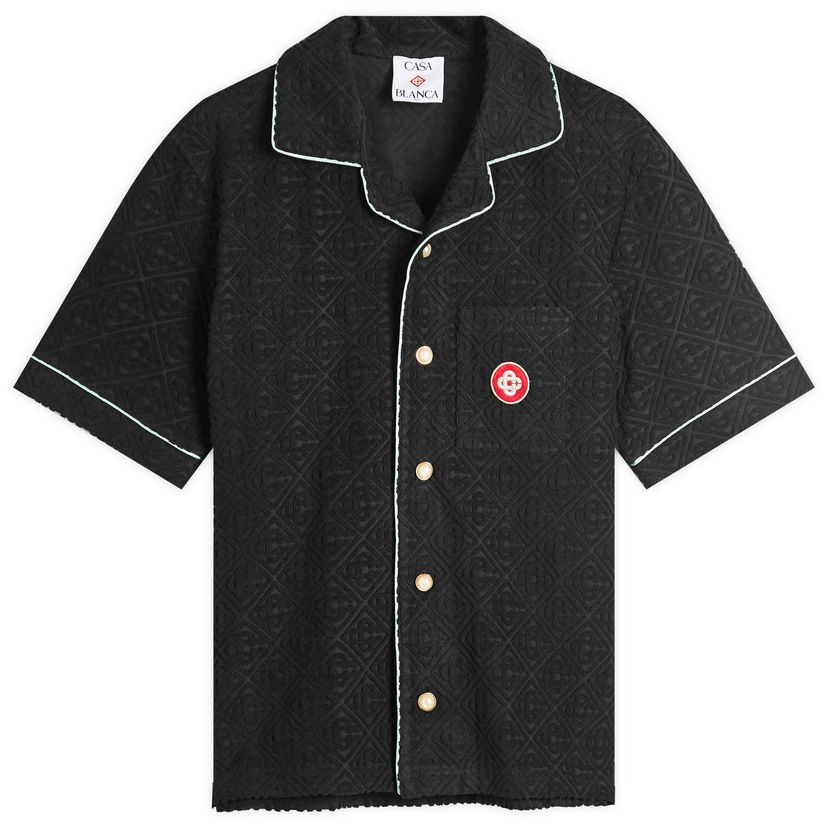 Skjorte Casablanca Casablanca Towelling Monogram Shirt, Size Large Sort | MPF25-SH-085-02
