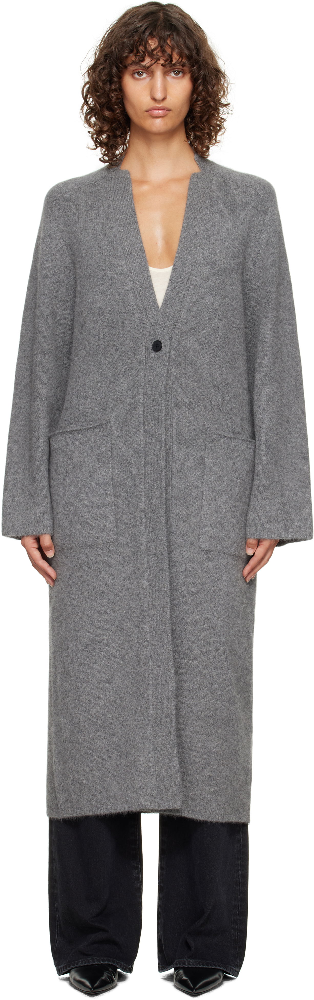Sweater Loulou de Saison Loulou de Saison Smet Yak Blend Maxi Cardigan Grå | SMET, 0