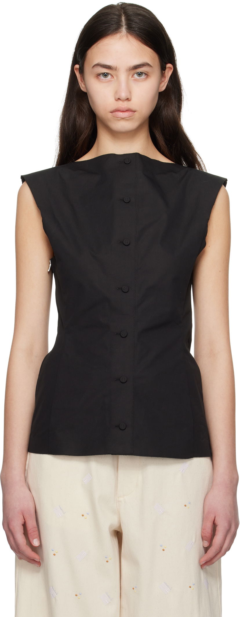Tanktop Marni Marni Compact Cotton Poplin Top Sort | TTMA0393S0 TCY65