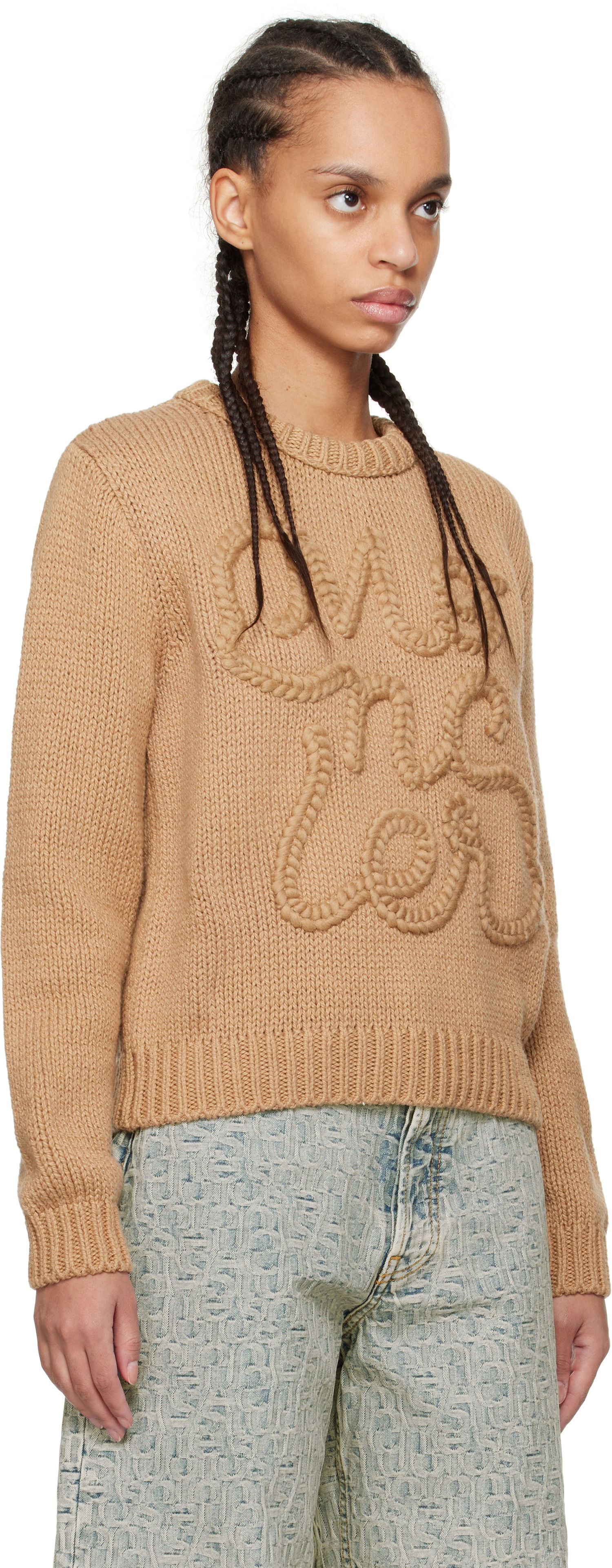 Sweater Moncler Moncler Embroidered Logo Cotton Sweater Brun | K10939C00004M5206, 1