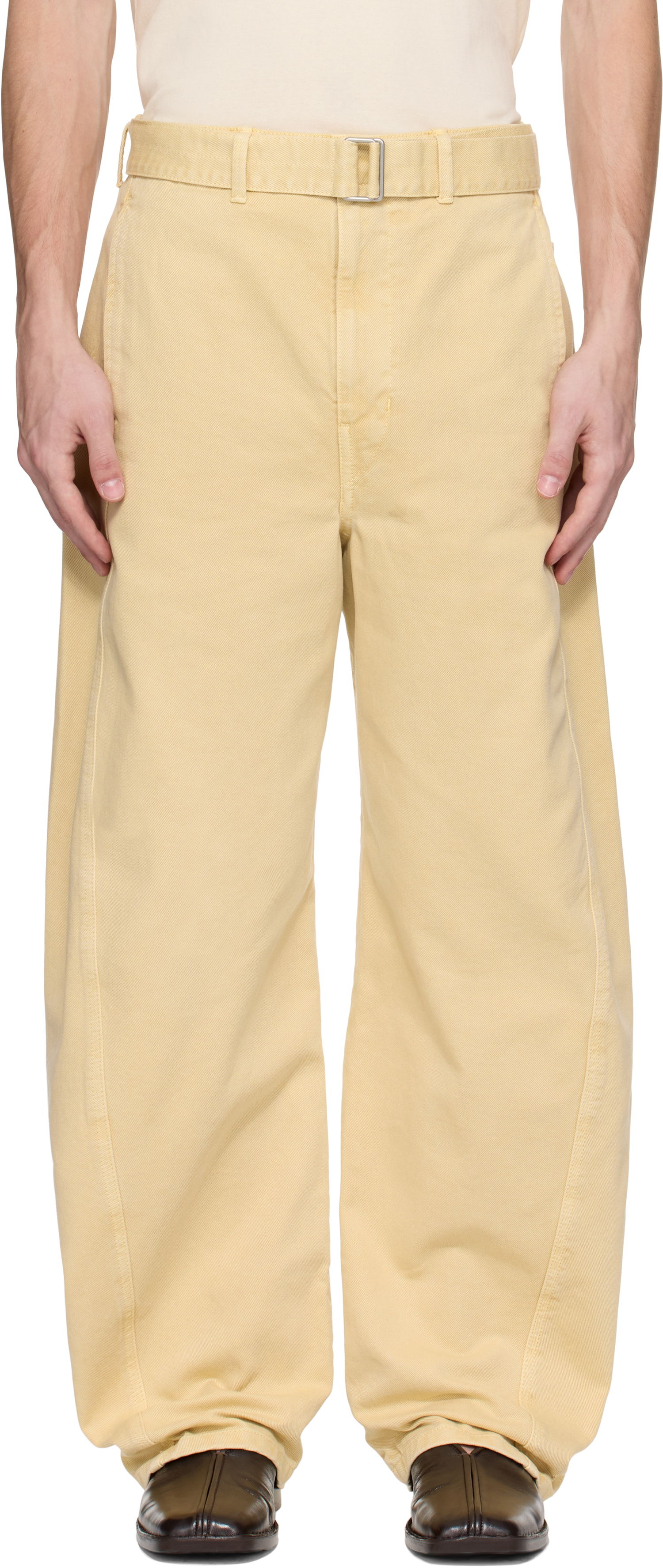 Bukser LEMAIRE Lemaire Twisted Belted Trousers Gul | PA326 LD1045, 0