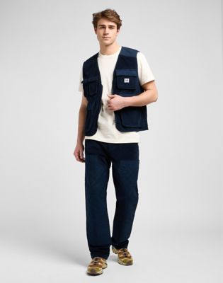 Vest Lee Workwear Regular Mixed Media Vest Rivet Mørkeblå | 112371272, 1
