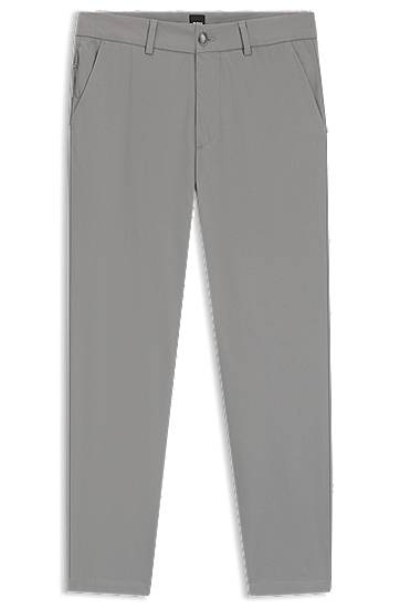 Bukser BOSS Slim-Fit Cotton-Blend Twill Trousers Grå | 50543945