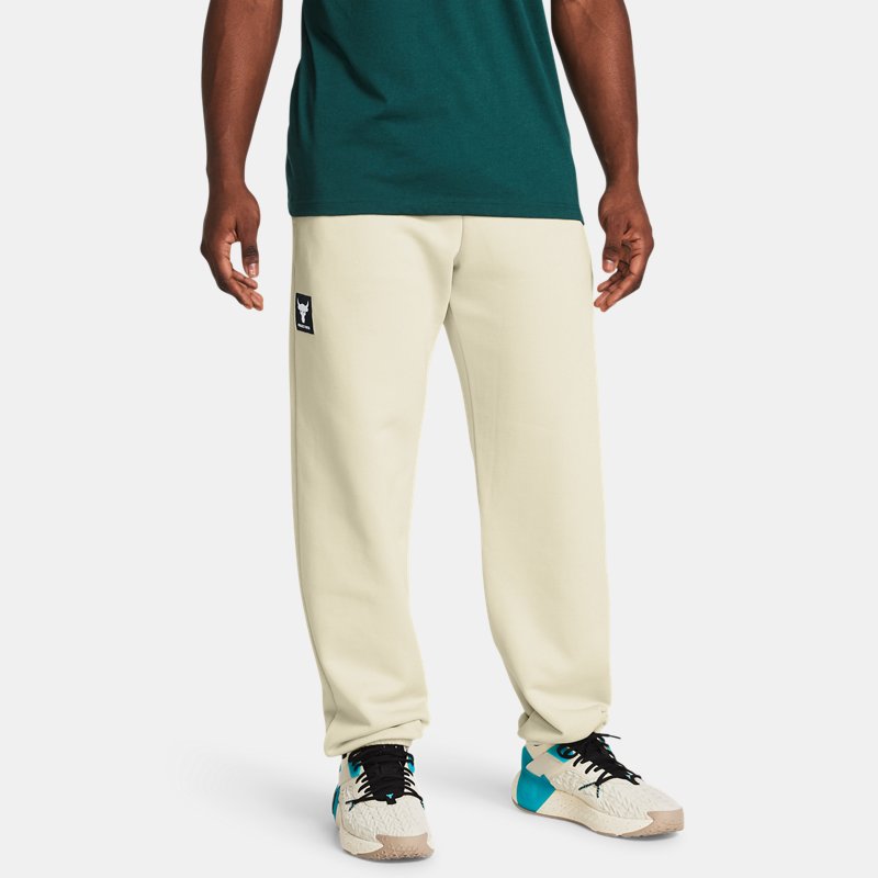 Bukser og jeans Under Armour Project Rock Heavyweight Terry Jogginghose für Herren Silt / Schwarz XXL Beige | 1380105-273, 0