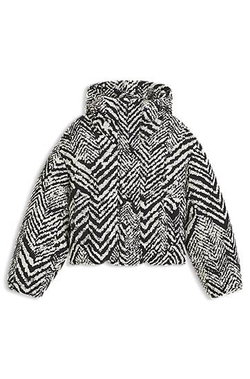Puffer jakke BOSS Water-repellent hooded jacket with herringbone print Flerfarvet | 50550363