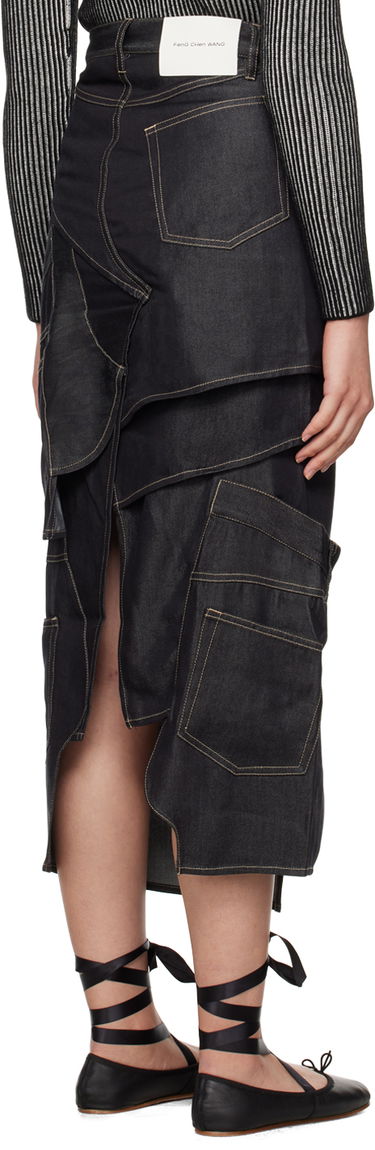 Nederdel Feng Chen Wang Feng Chen Wang Paneled Denim Midi Skirt Mørkeblå | FWF16SK12, 2