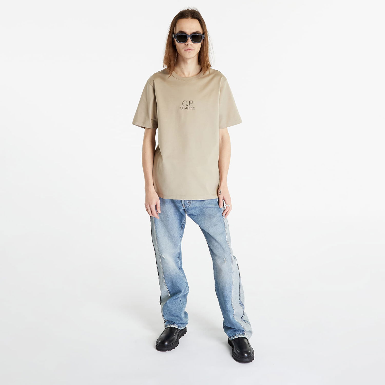 T-shirt C.P. Company Mercerized Jersey Relaxed Fit T-Shirt Beige | 14CMTS159A006499W-330, 1