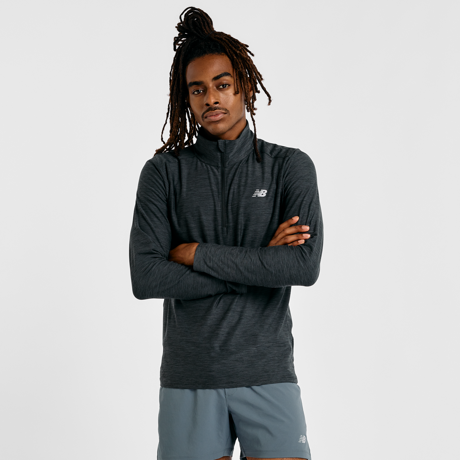 T-shirt New Balance Space Dye 1/4 Zip MT41915BKH Long Sleeve Polyester Running Top Sort | MT41915BKH, 1