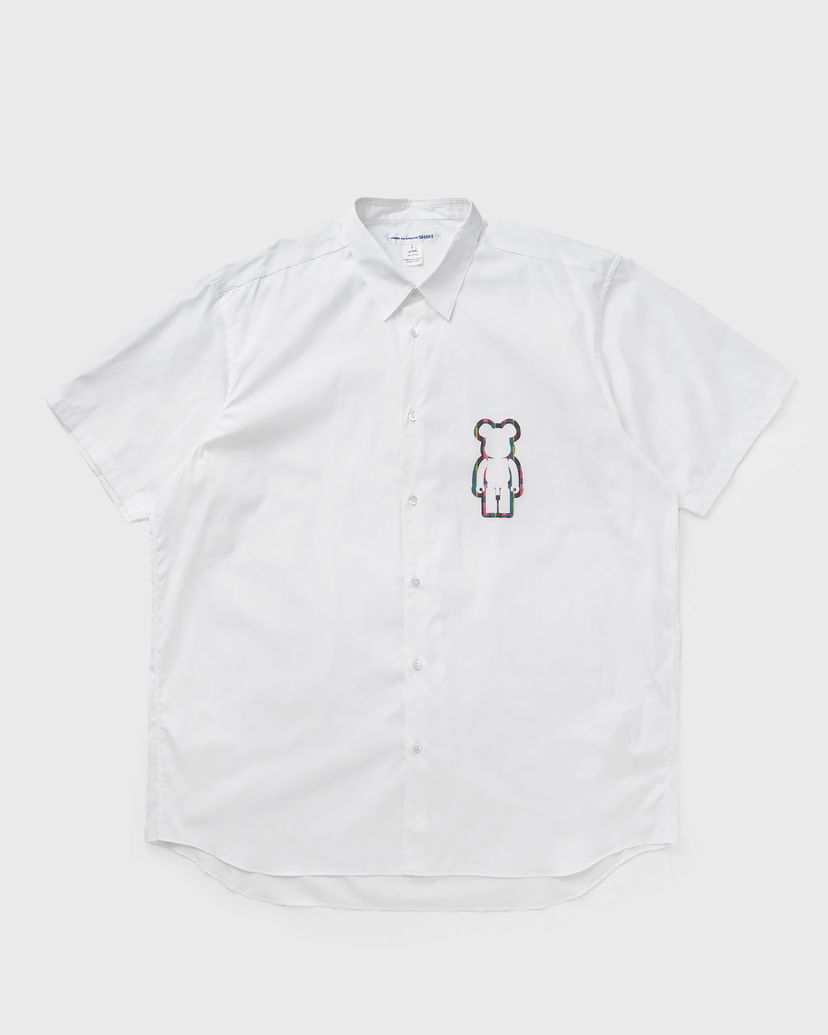 Skjorte Comme des Garçons Short Sleeve Woven Shirt with Bear Graphic Hvid | FO-B038-S25-1