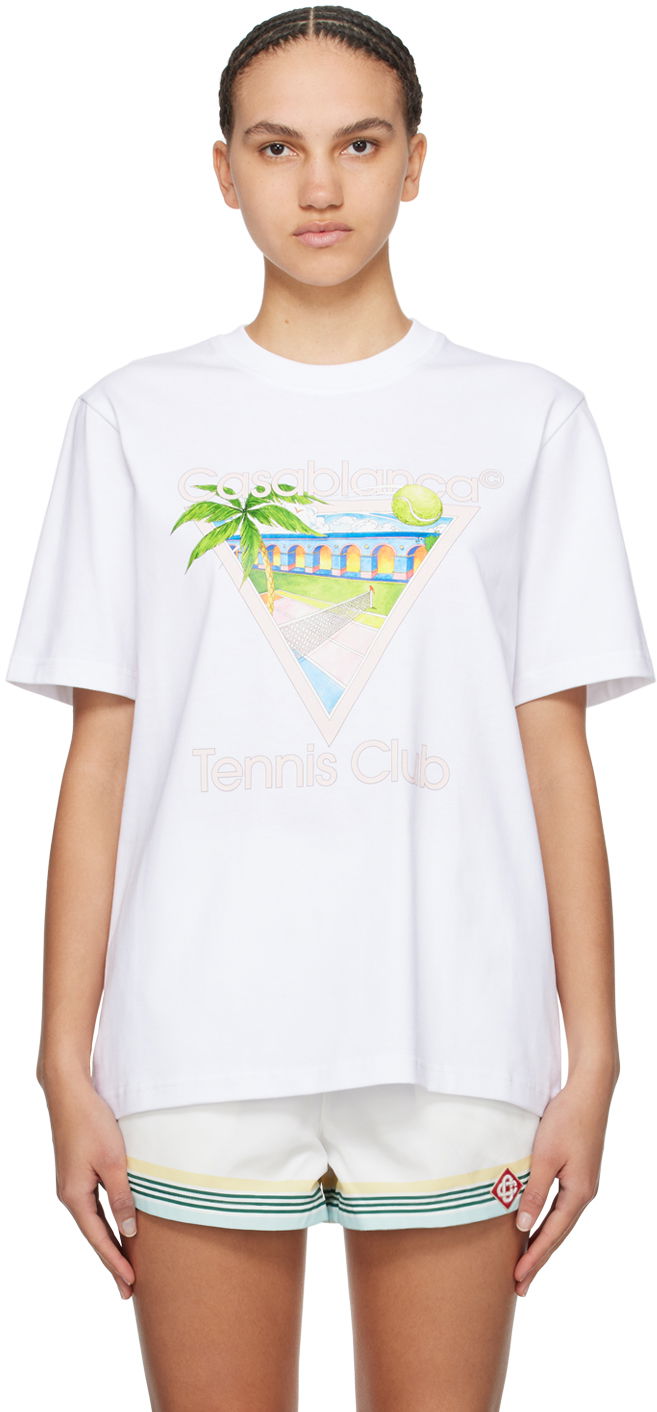 T-shirt Casablanca Tennis Club Icon T-Shirt Hvid | U-MPS24-JTS-001-01
