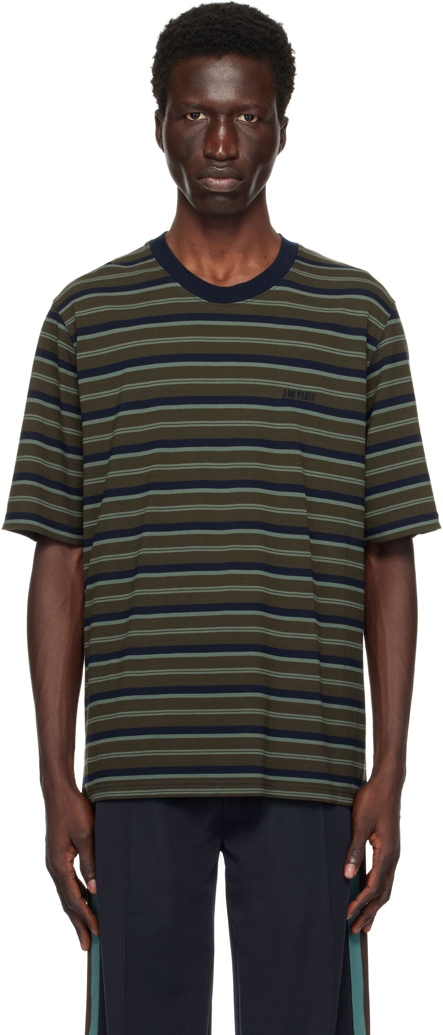 T-shirt AMI Striped T-Shirt Sort | HTS039.JE0093, 0
