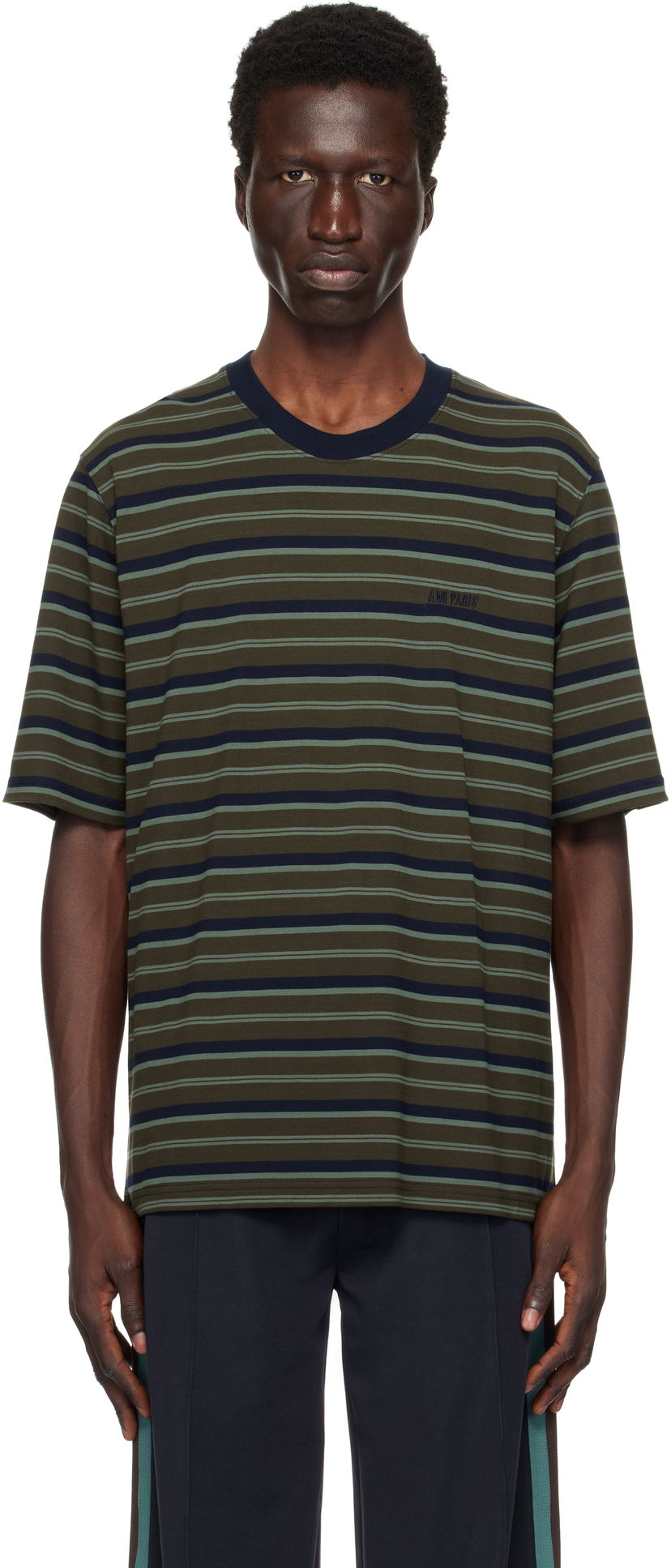T-shirt AMI Striped T-Shirt Sort | HTS039.JE0093