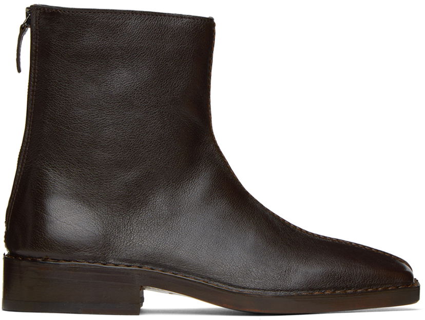 Tøj LEMAIRE LEMAIRE Piped Zipped Boots Brun | FO0060 LL0043