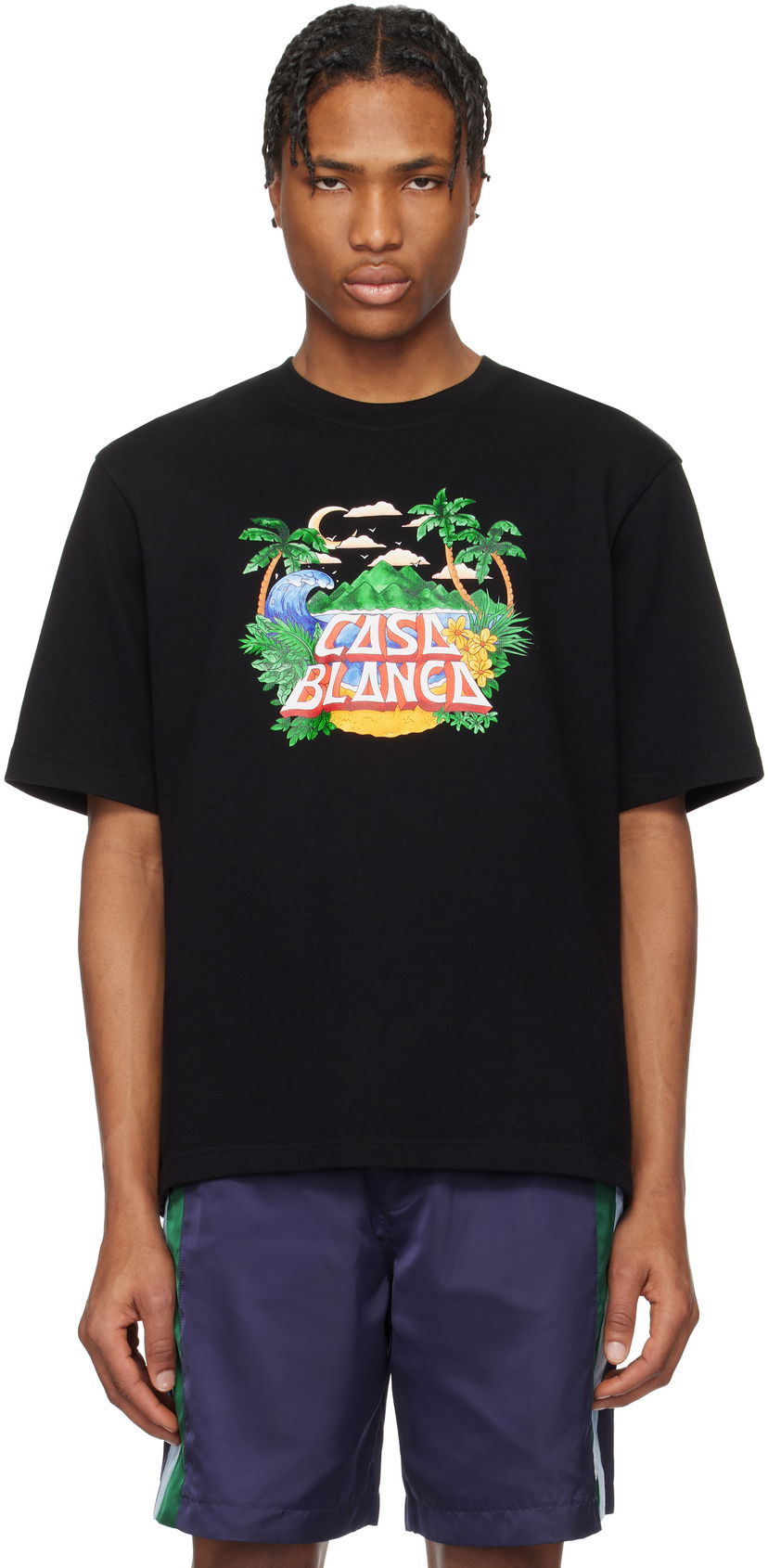 T-shirt Casablanca Casablanca 'Casa' Beach Wave Graphic T-Shirt Sort | MS25-JTS-027-04-EX-SSENSE