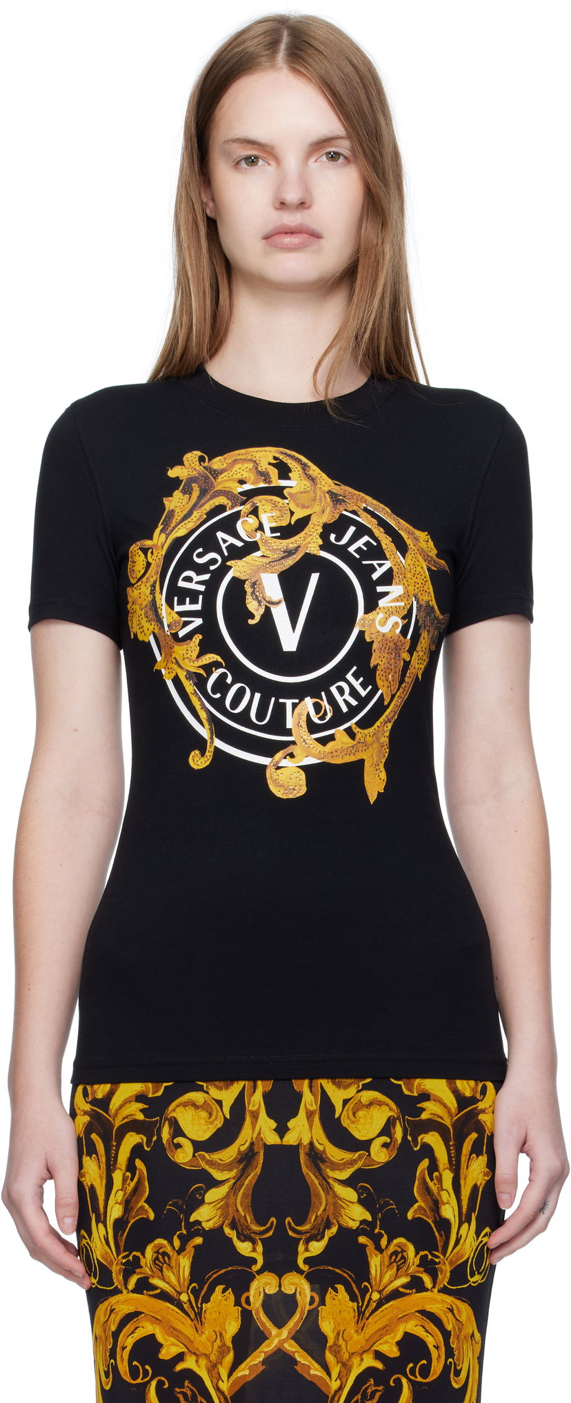 T-shirt Versace Versace Jeans Couture Printed T-Shirt Sort | E79HAHE01_ECJ02E