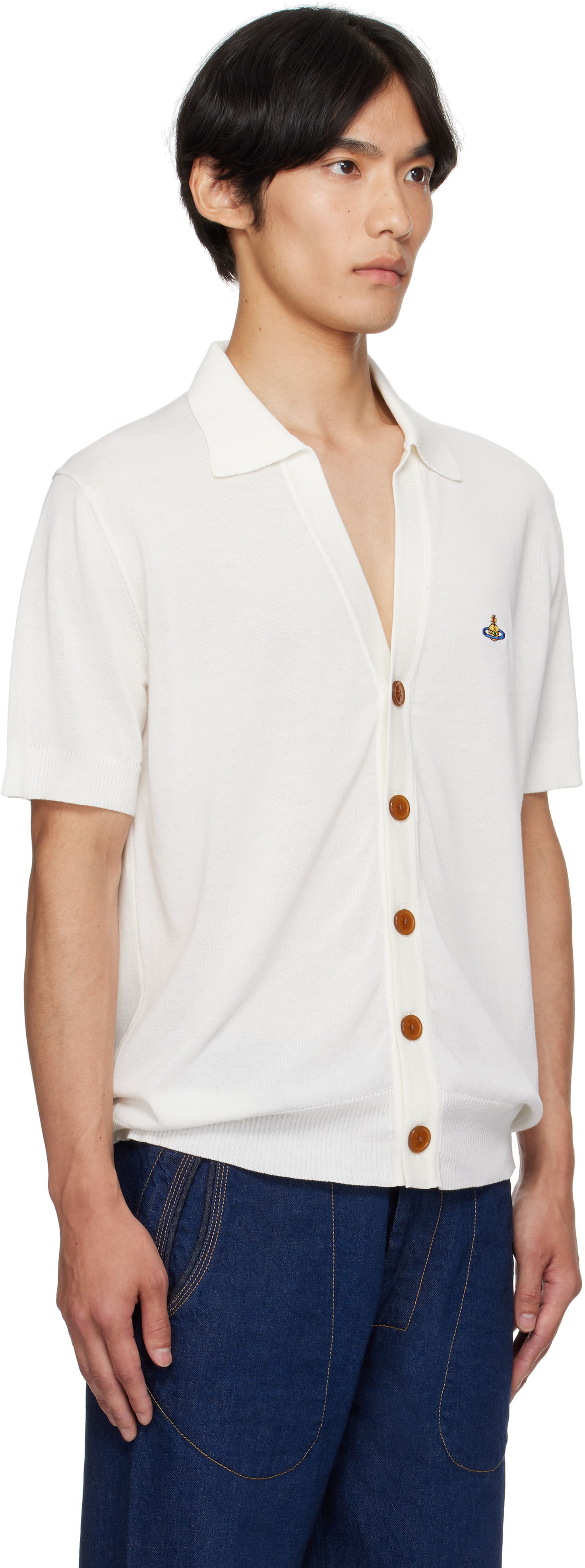 Sweater Vivienne Westwood Vivienne Westwood Cotton Polo Cardigan Hvid | 2701001D-Y003F-, 1