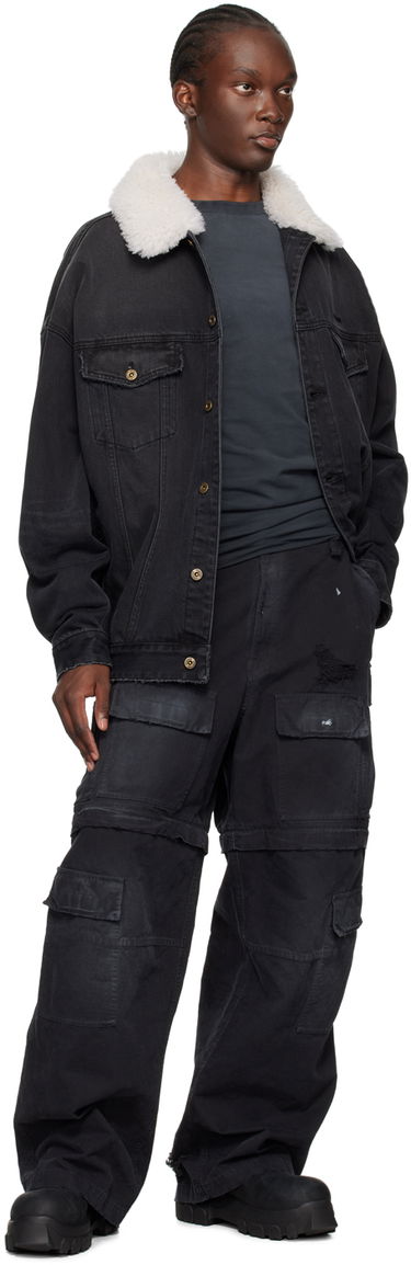 Jakke We11done Oversized Denim Jacket with Fur Collar Sort | WD-DJ2-24-363-U-BK, 3