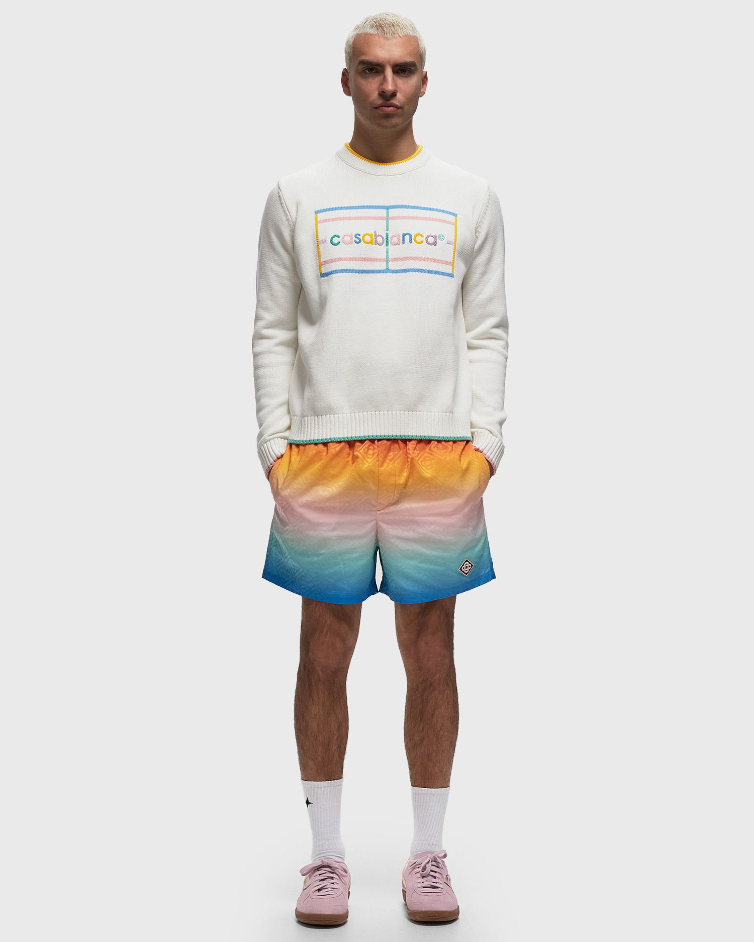 Sweatshirt Casablanca PASTEL COURT EMBROIDERED SWEATER Hvid | MPF24-KW-704-01, 1