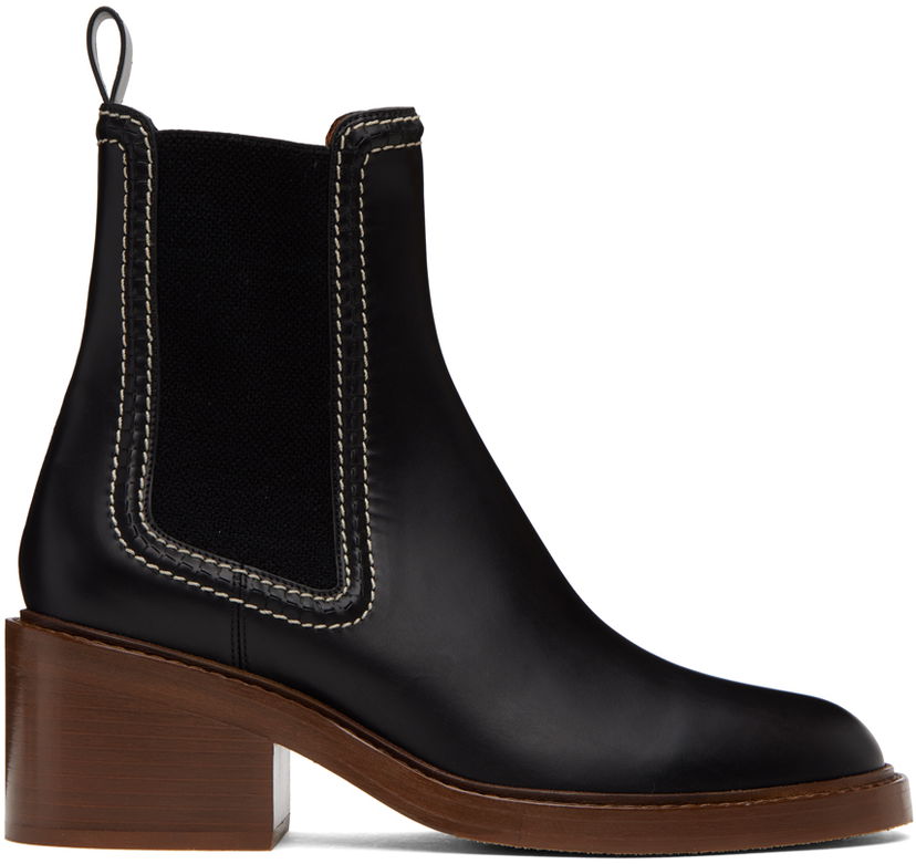Sneakers og sko CHLOÉ Chloé Mallo Leather Chelsea Boots Sort | CHC22A685AF